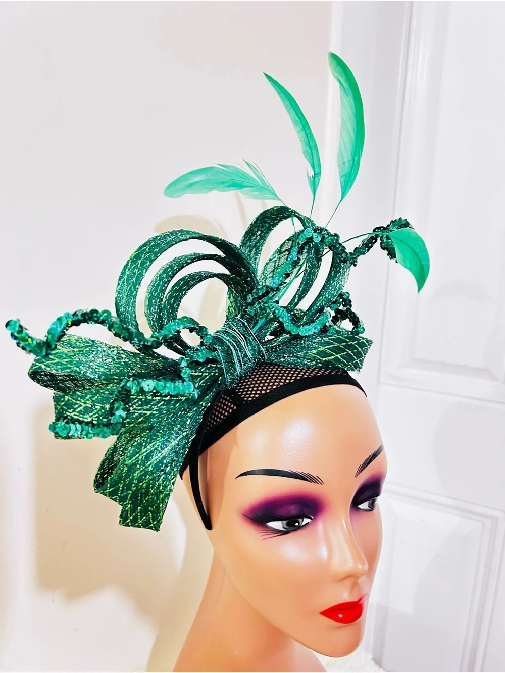 Green Feathered Cocktail Fascinator Headband